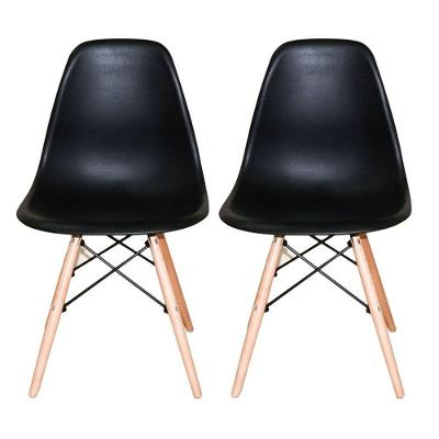 Kit Com 2 Cadeiras Fixas Concha Eifel Preta