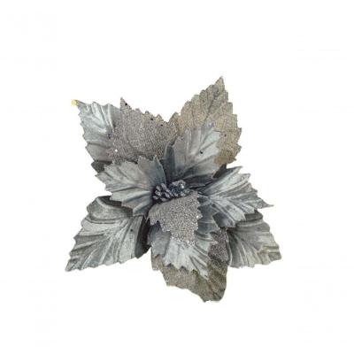 Poinsetia Prata De Veludo 35cm - Fl854