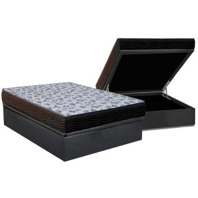 Cama Box Baú Casal: Colchão Anatômico Ortobom D33 / EP ISO 100 Ultra Firme + Base CRC Suede Gray(138x188)