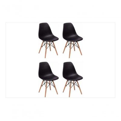 Conjunto 4 Cadeiras Charles Eames Eiffel Concha Fixa - Preto.