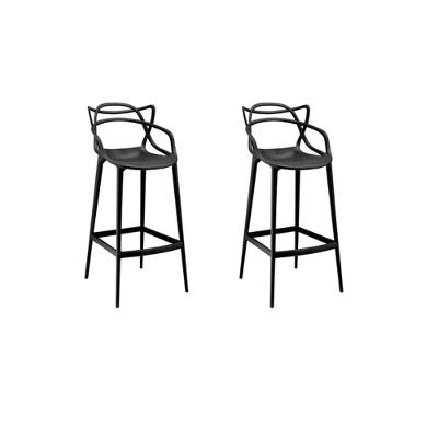 Conjunto C/2 Banqueta Allegra Alta Master Preta Cozinha Americana Balcão Polipropileno