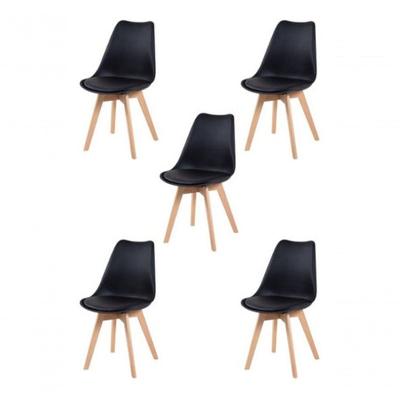 Kit 5 Cadeiras Charles Eames Leda Saarinen Preta Preto