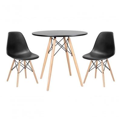 Kit Mesa Jantar Eiffel 80cm Preta + 2 Cadeiras Eames Eiffel