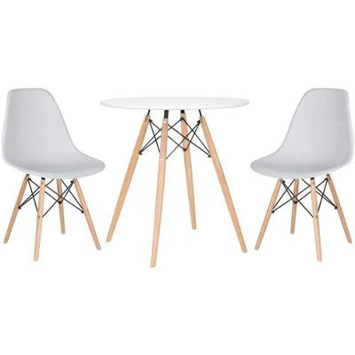 Conjunto Mesa Jantar Eiffel 70cm Branca + 2 Cadeiras Charles Eames Branca