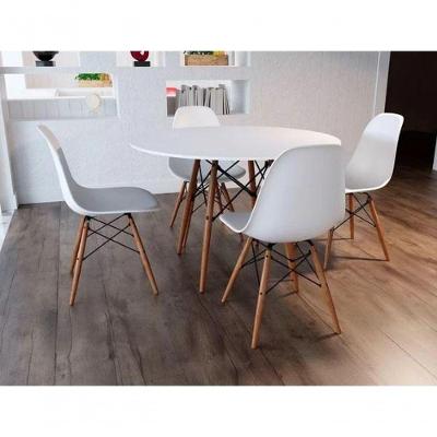 Conjunto Mesa De Jantar Eiffel 80cm Branca Com 4 Cadeiras Charles Eames Eiffel Wood Branca