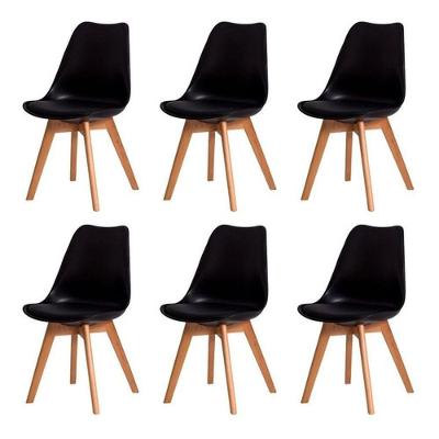 Kit C/ 6 Cadeiras Leda Eiffel Wood Saarinen Preta Preto