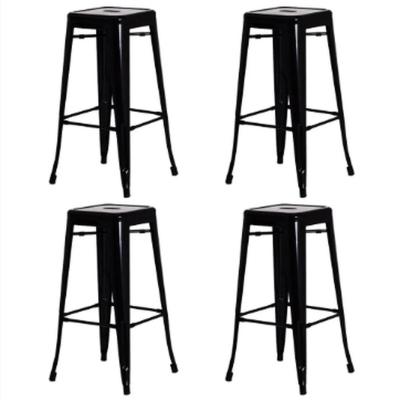 Conjunto 4 Banquetas Tolix Alta - Preta - Kza Bela