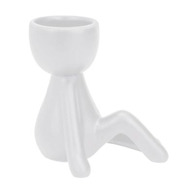 Vaso Decorativo Bravadecor Bob Suculentas Em Cerâmica Branco