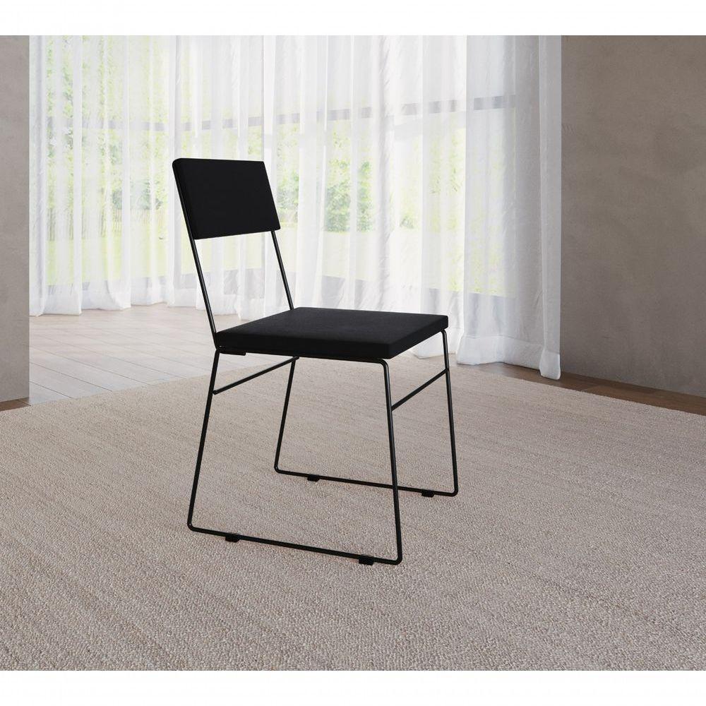 Kit 2 Cadeiras De Jantar Estofada Base Preto Veludo Preto - 3