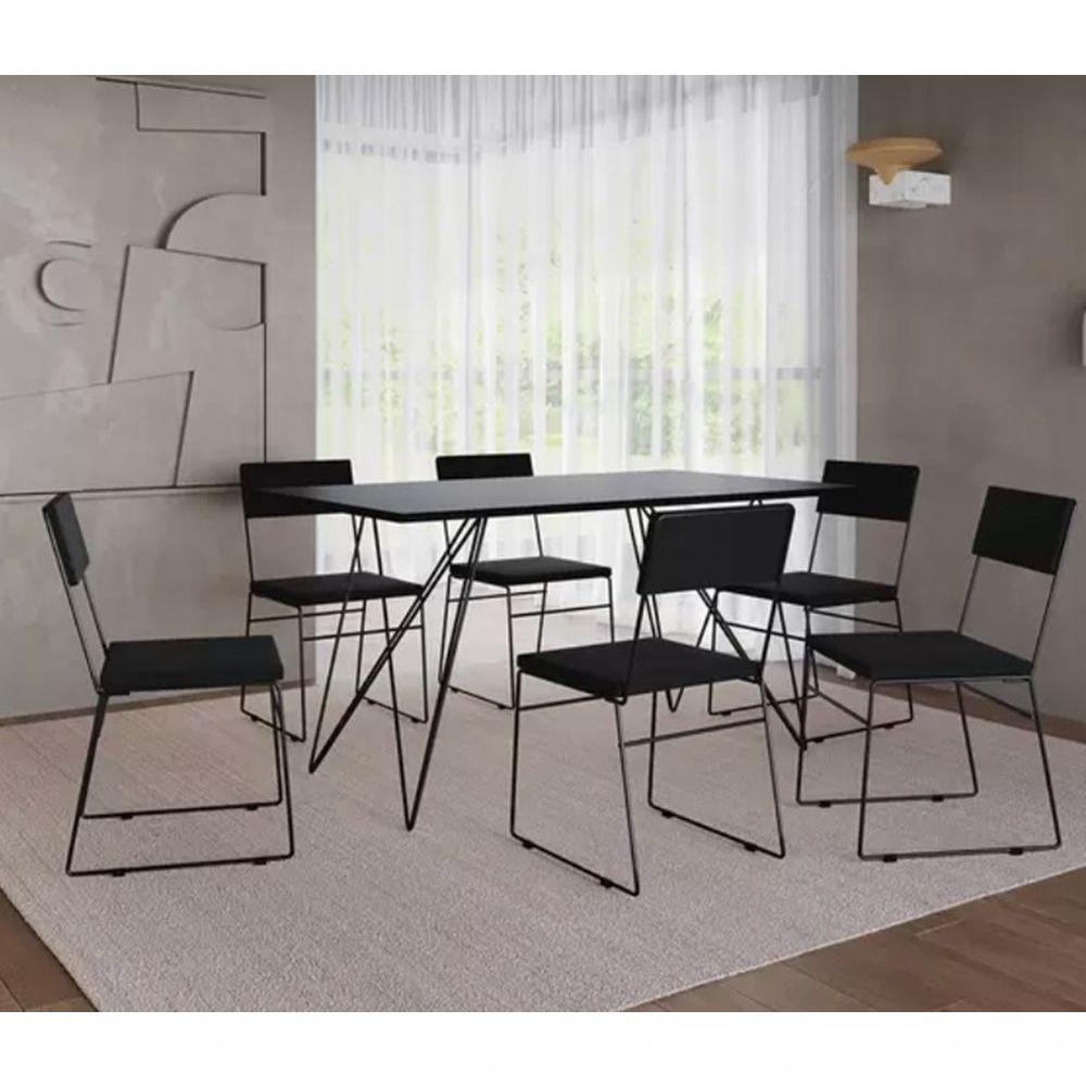 Kit 2 Cadeiras De Jantar Estofada Base Preto Veludo Preto - 5