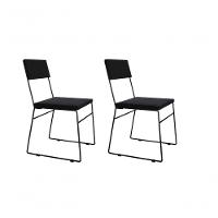 Kit 2 Cadeiras De Jantar Estofada Base Preto Veludo Preto