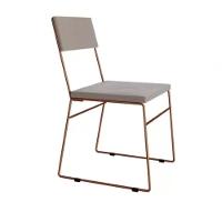 Kit 2 Cadeiras De Jantar Estofada Base Cobre Veludo Bege - 3