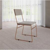 Kit 2 Cadeiras De Jantar Estofada Base Cobre Veludo Bege - 1