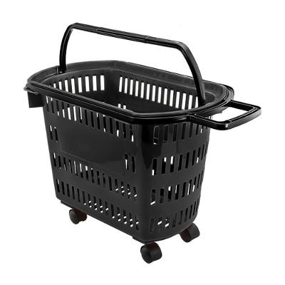 Cesto De Compras Para Supermercado Tamanho Grande Com Rodízio D300 - Della Plast Preta