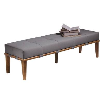 Recamier 160cm Martínez Linho Pés Madeira Cinza/natural