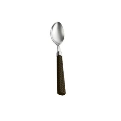 Colher De Sobremesa Rattan Prata Com Cabo Verde Mimo
