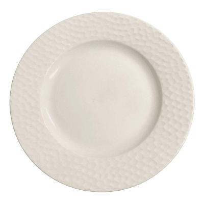Prato Porcelana Raso 27cm Branco Martelado Schmidt