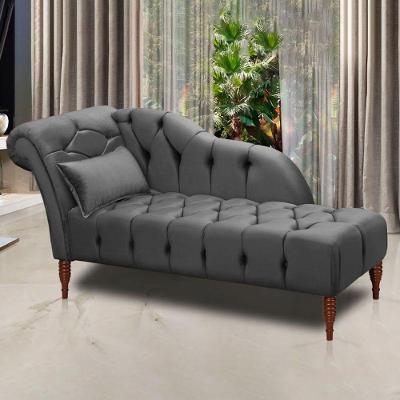 Divã Chaise Montreal Veludo 1,60cm Speciale Home Chumbo