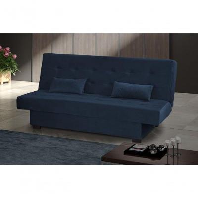 Sofá Cama Casal 3 Lugares Laila - Veludo Azul Marinho