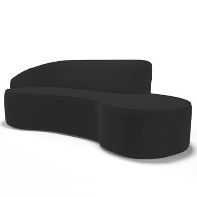 Sofá Living 2 Lugares 180Cm Braço Esquerdo Mozart D06 Veludo Preto - Mpozenato