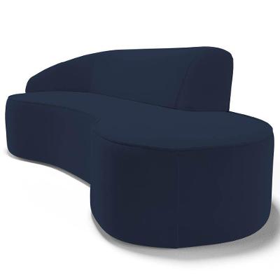 Sofá Living 4 Lugares 280Cm Braço Esquerdo Mozart D06 Veludo Azul - Mpozenato