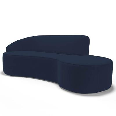 Sofá Living 3 Lugares 230Cm Braço Esquerdo Mozart D06 Veludo Azul - Mpozenato