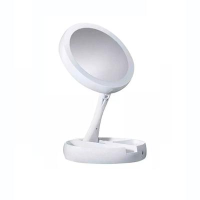Espelho Mesa Dupla Face Luz Led Com Aumento 10X Maquiagem Redondo