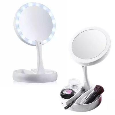 Espelho De Luz Led Dobrável Aumenta 10X P/Maquiagem Portátil