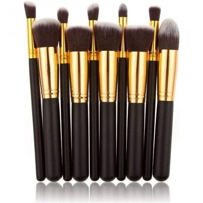 Kit 10 Pincéis Maquiagem Kabuki E Precisao Profissional Preto