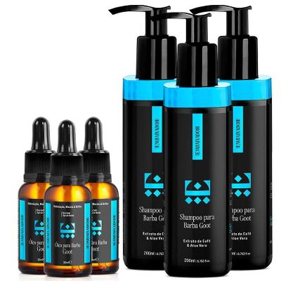 Kit 03 Óleo Para Barba Goot + 03 Shampoo Barba Goot Embaixador 200Ml