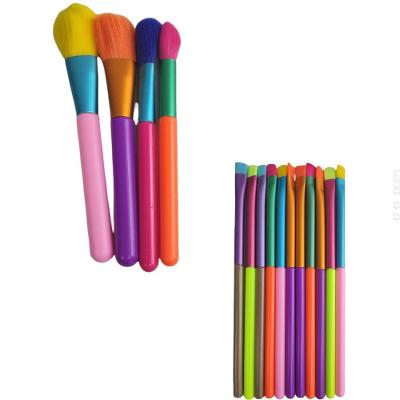 Pincel Kit 15 Peças Maquiagem Neon Portatil Colorido Makeup
