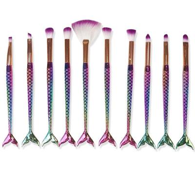 Pincel Sereia Kit 10 Peças Mermaid Sombra Corretivo