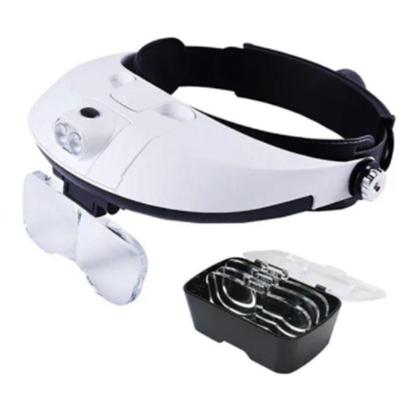 Lupa Cabeça Luz Led Estética Iluminação Acompanha 5 Lentes