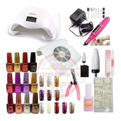 Kit Esmalte Tips Sorriso Alicate Cola Unha Cabine Lixa