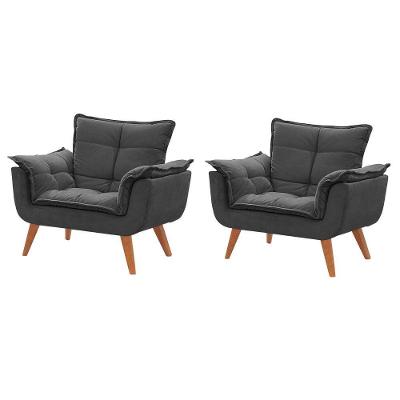 Kit De Poltronas Decorativas Opala Cinza