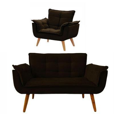 Conjunto De Poltronas Opala 1 Namoradeira Marrom