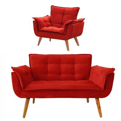 Conjunto De Poltronas Opala 1 Namoradeira Vermelha