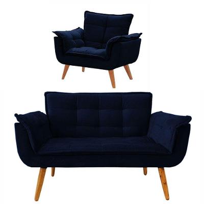 Conjunto De Poltronas Opala 1 Namoradeira Azul Marinho