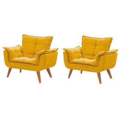 Kit De Poltronas Decorativas Opala Amarela