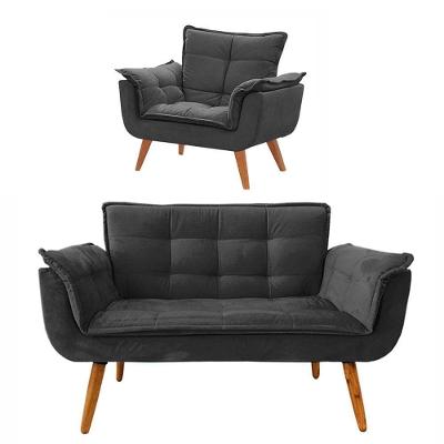 Conjunto De Poltronas Opala 1 Namoradeira Cinza