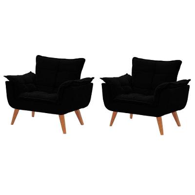 Kit De Poltronas Decorativas Opala Preta