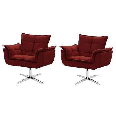 Kit De Cadeiras Decorativa Opala Vermelho Bordô Giratória
