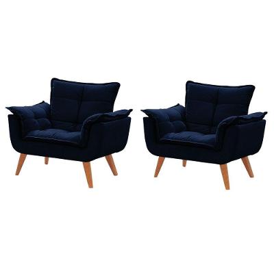 Kit De Poltronas Decorativas Opala Azul Marinho