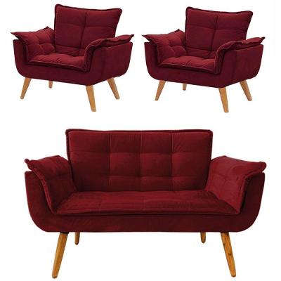 Conjunto De Poltronas Opalas 1 Namoradeira Vermelho Bordô