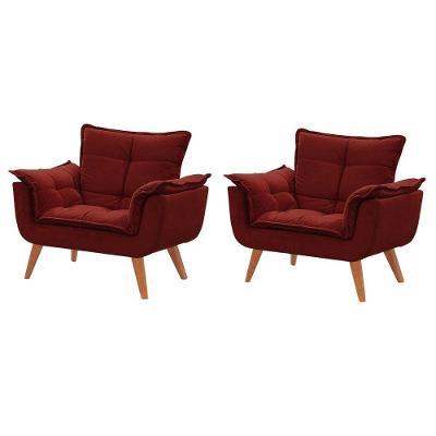 Kit De Poltronas Decorativas Opala Vermelho Bordô