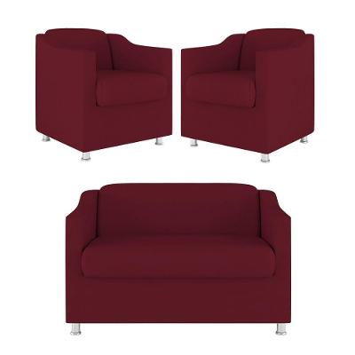 Kit 02 Poltrona Tilla Recepção + Namoradeira Sala Quarto marsala