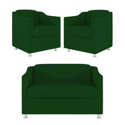 Kit 02 Poltrona Tilla Recepção + Namoradeira Sala Quarto verde