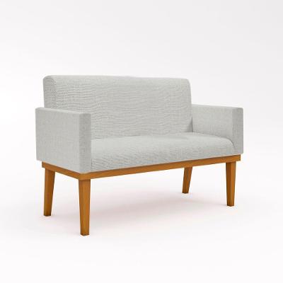 Namoradeira Com Base Poltrona Luxo Tecido Linho Cinza Claro