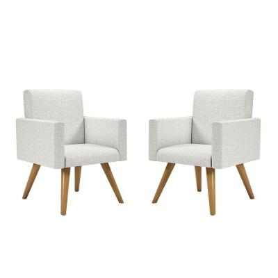 Kit 02 Poltronas Nina Palito Luxo Tecido Linho Bege