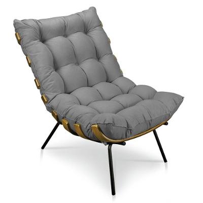 Poltrona Costela Suede Grafite Base Metálica Pallazio